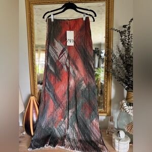 NWT Zara Brown Wide Leg Pants with Elastic Waist